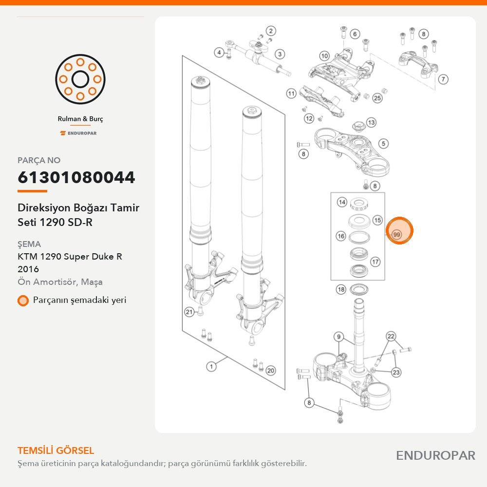 Direksiyon Boğazı Tamir Seti 1290 SD-R 61301080044 parça şeması