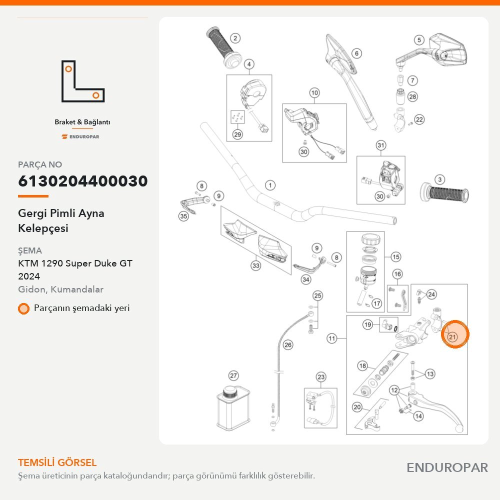 Gergi Pimli Ayna Kelepçesi 6130204400030 parça şeması