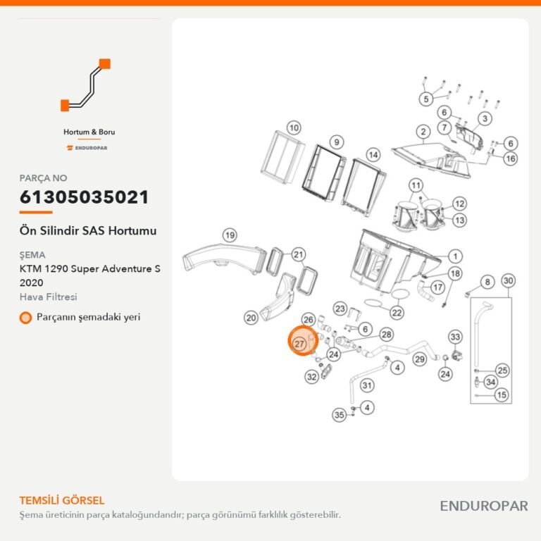 Ön Silindir SAS Hortumu 61305035021 parça şeması