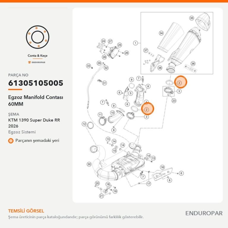Egzoz Manifold Contası 60MM 61305105005 parça şeması