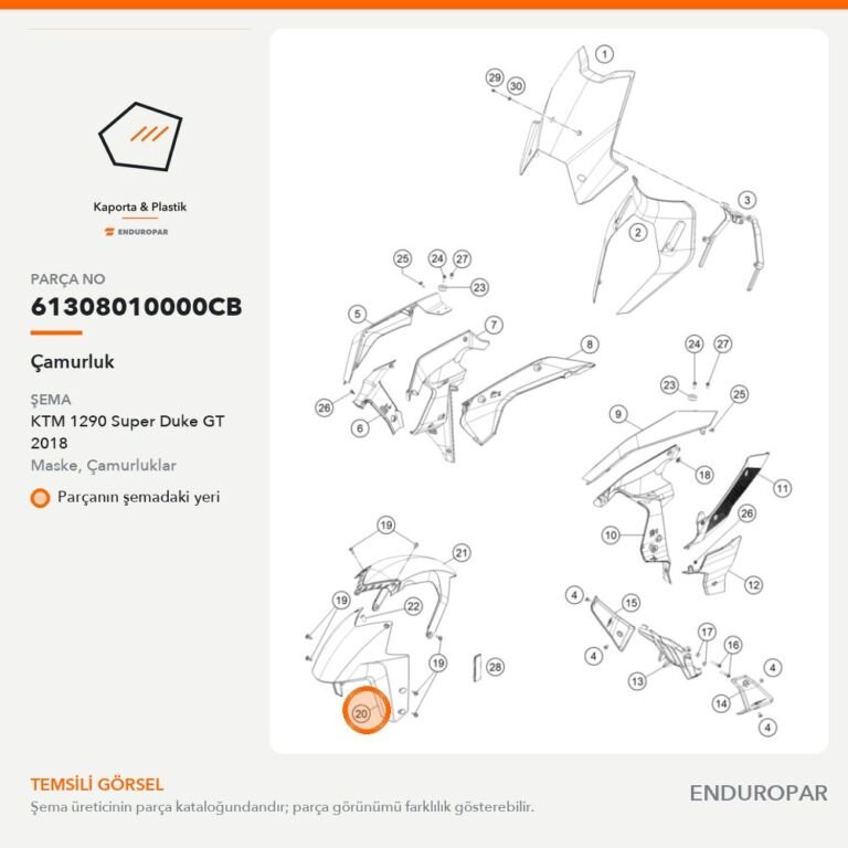 Çamurluk 61308010000CB parça şeması