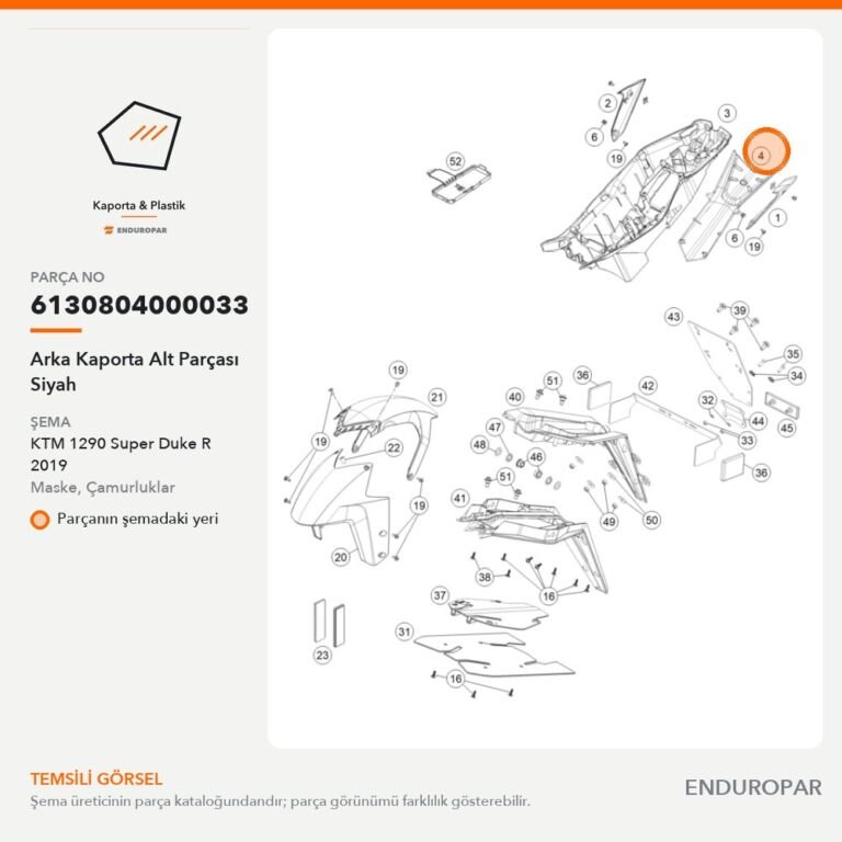 Arka Kaporta Alt Parçası Siyah 6130804000033 parça şeması