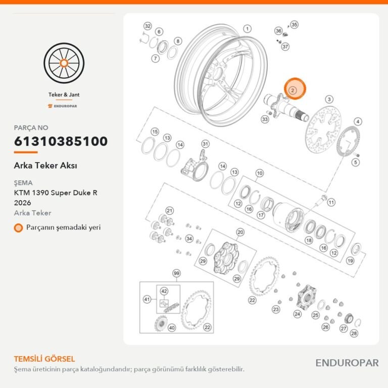 Arka Teker Aksı 61310385100 parça şeması