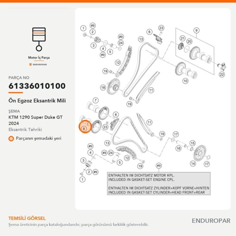 Ön Egzoz Eksantrik Mili 61336010100 parça şeması