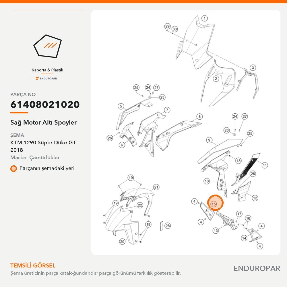 Sağ Motor Altı Spoyler 61408021020 parça şeması