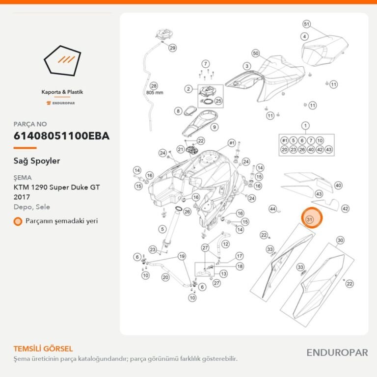 Sağ Spoyler 61408051100EBA parça şeması
