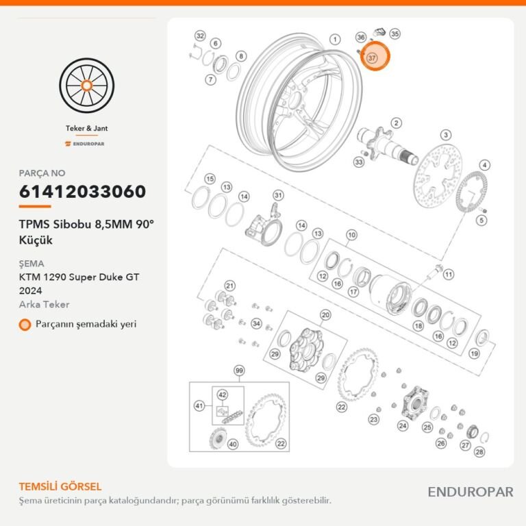 TPMS Sibobu 8,5MM 90° Küçük 61412033060 parça şeması