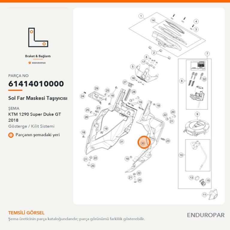 Sol Far Maskesi Taşıyıcısı 61414010000 parça şeması