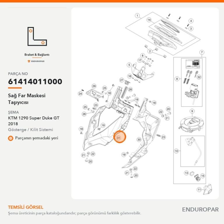 Sağ Far Maskesi Taşıyıcısı 61414011000 parça şeması