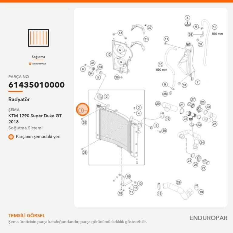 Radyatör 61435010000 parça şeması