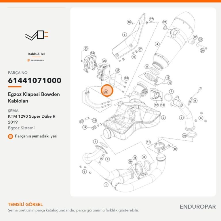 Egzoz Klapesi Bowden Kabloları 61441071000 parça şeması