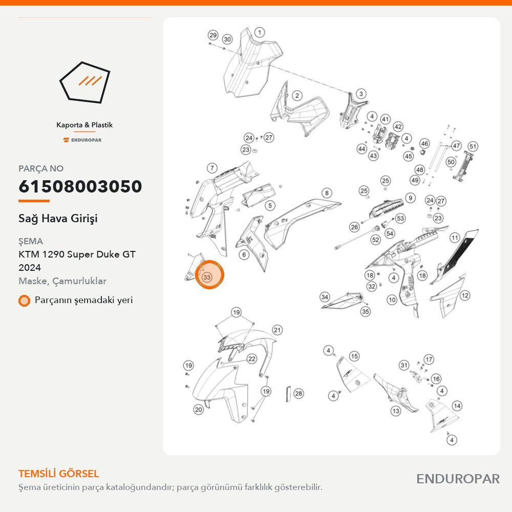 Sağ Hava Girişi 61508003050 parça şeması