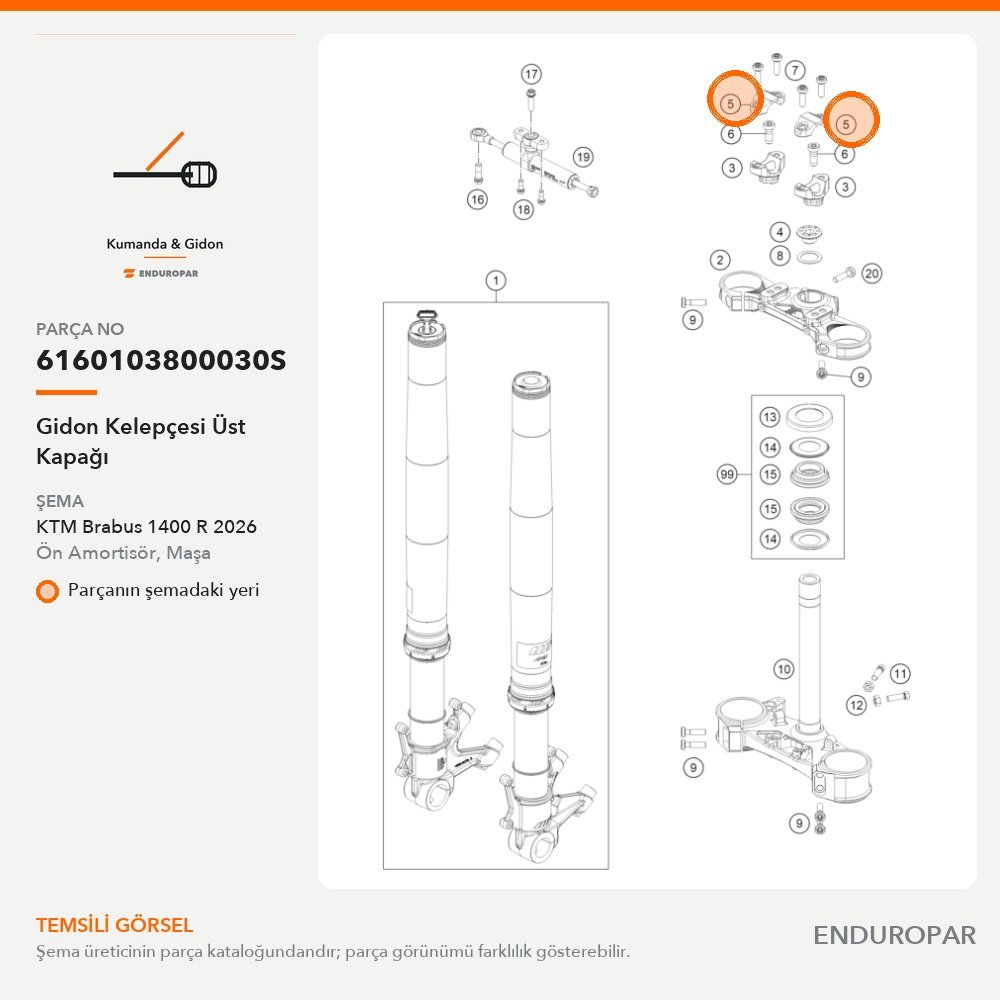 Gidon Kelepçesi Üst Kapağı 6160103800030S parça şeması
