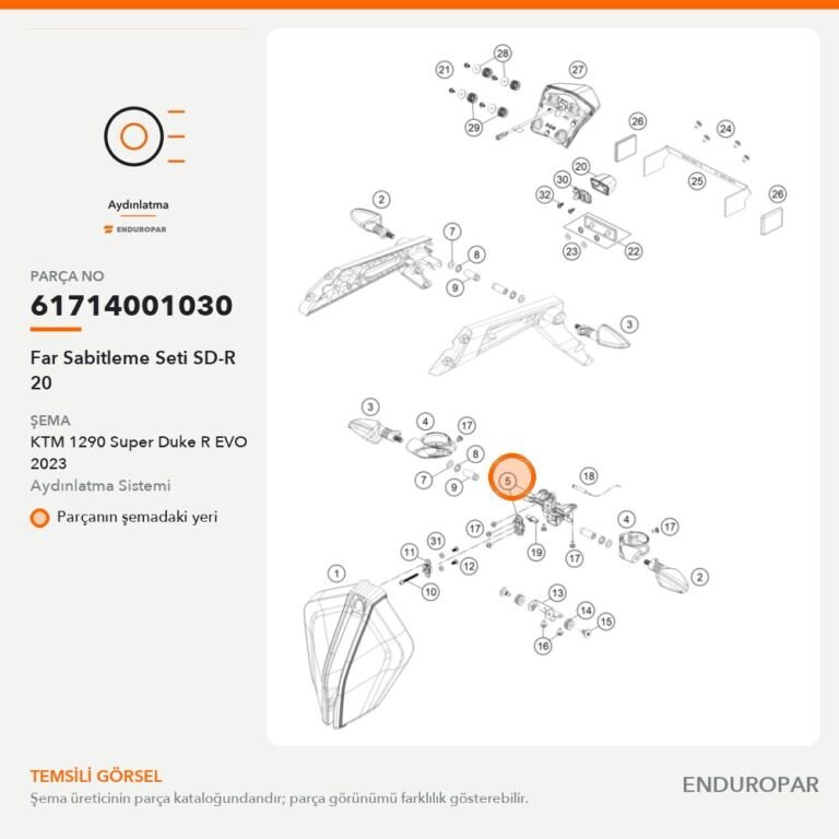 Far Sabitleme Seti SD-R 20 61714001030 parça şeması