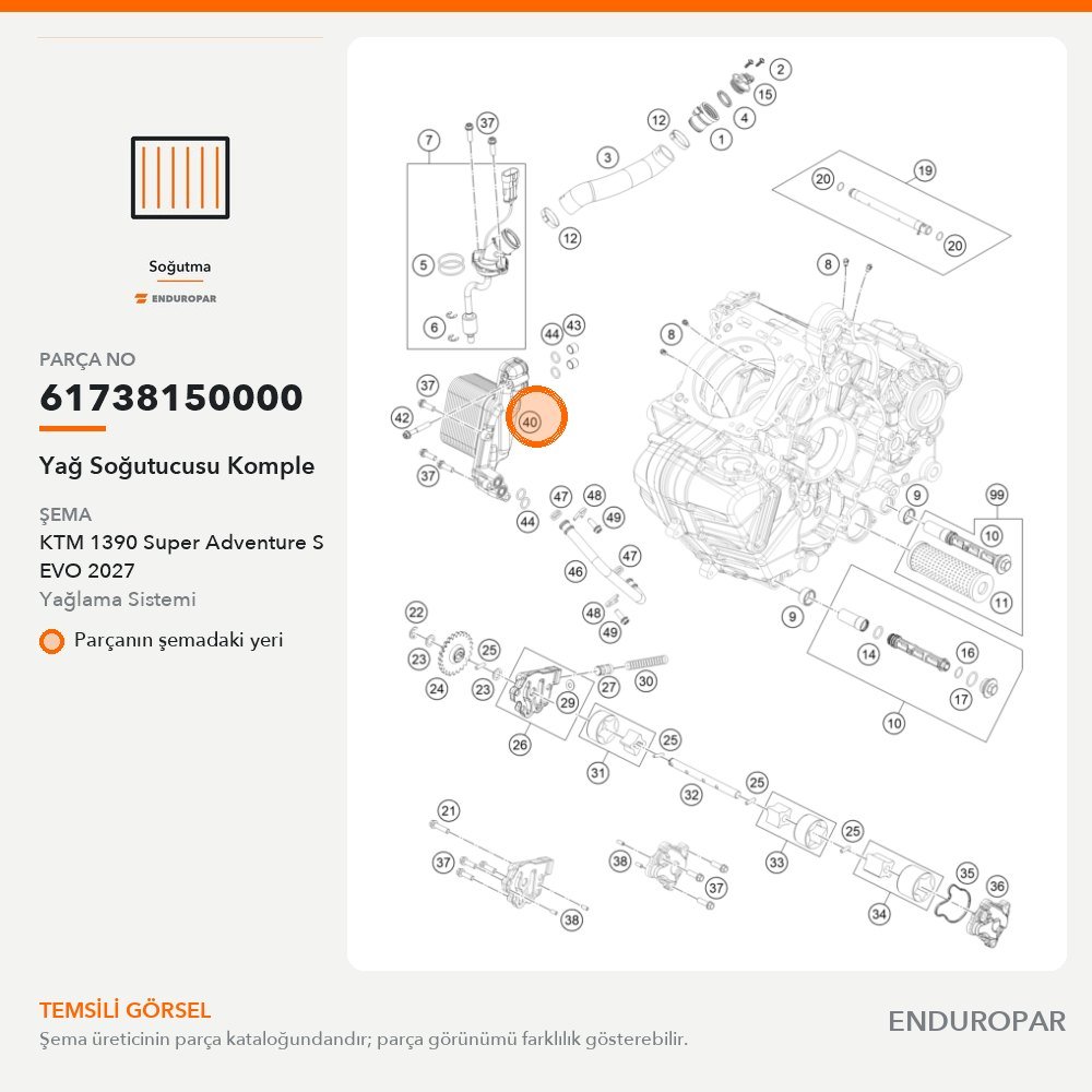Yağ Soğutucusu Komple 61738150000 parça şeması