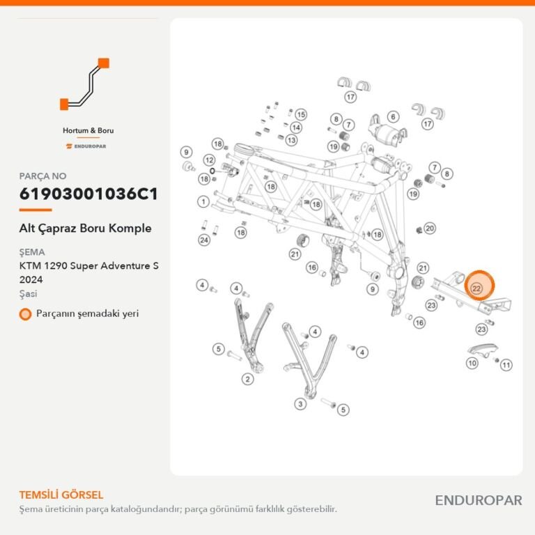 Alt Çapraz Boru Komple 61903001036C1 parça şeması