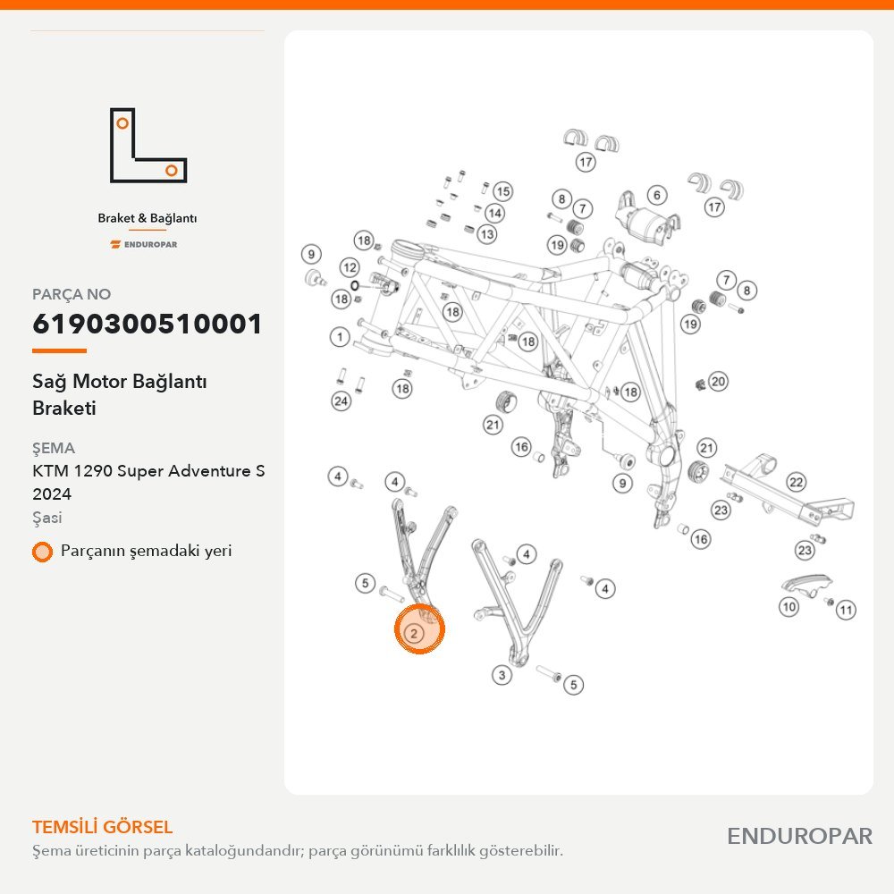 Sağ Motor Bağlantı Braketi 6190300510001 parça şeması