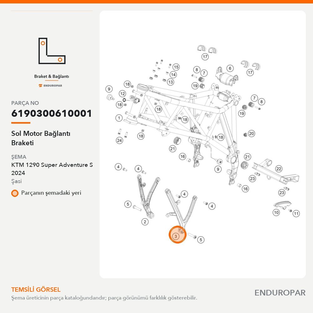 Sol Motor Bağlantı Braketi 6190300610001 parça şeması