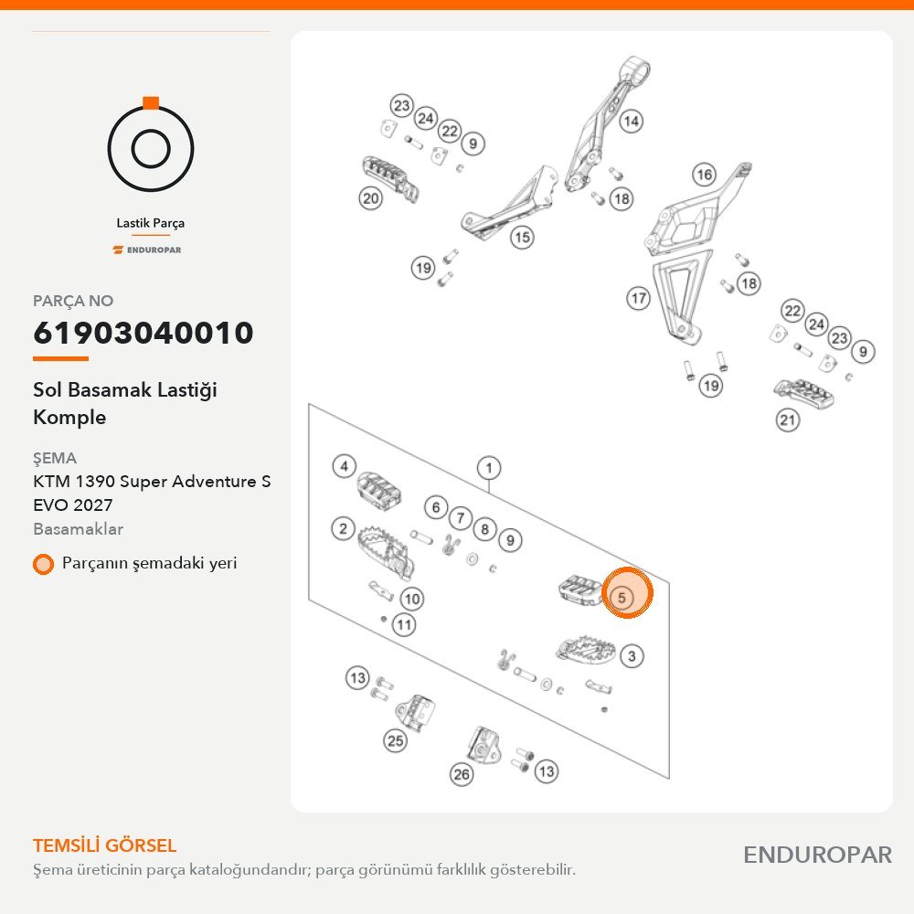 Sol Basamak Lastiği Komple 61903040010 parça şeması