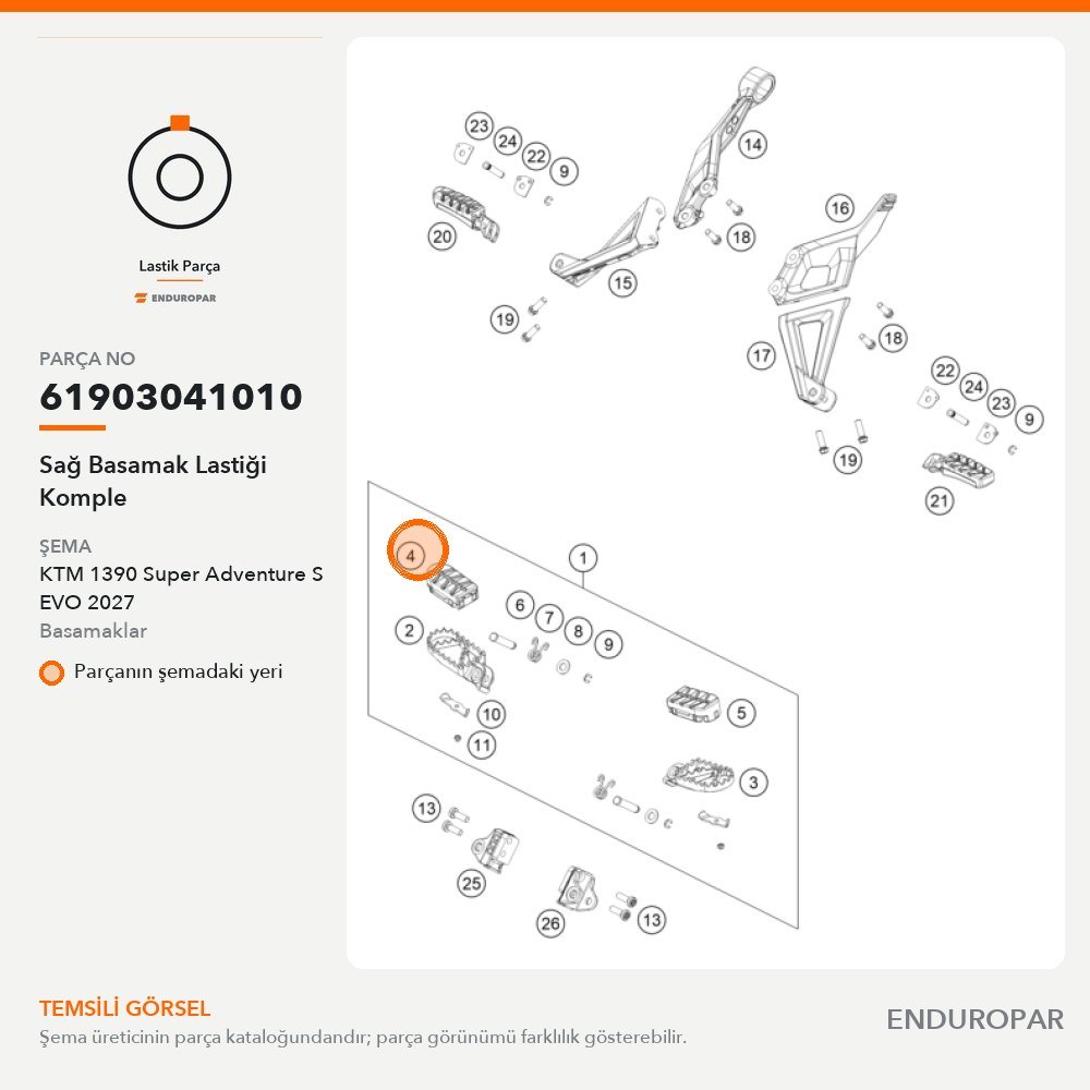 Sağ Basamak Lastiği Komple 61903041010 parça şeması