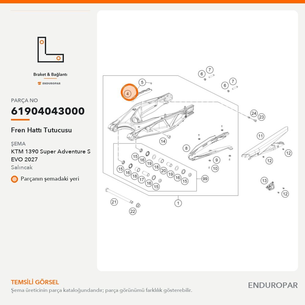 Fren Hattı Tutucusu 61904043000 parça şeması