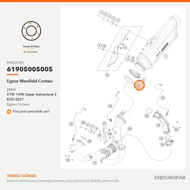 Egzoz Manifold Contası 61905005005 parça şeması