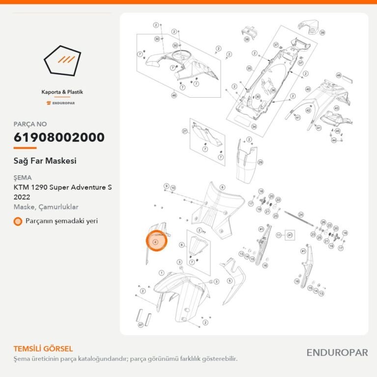 Sağ Far Maskesi 61908002000 parça şeması