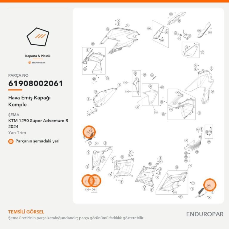 Hava Emiş Kapağı Komple 61908002061 parça şeması