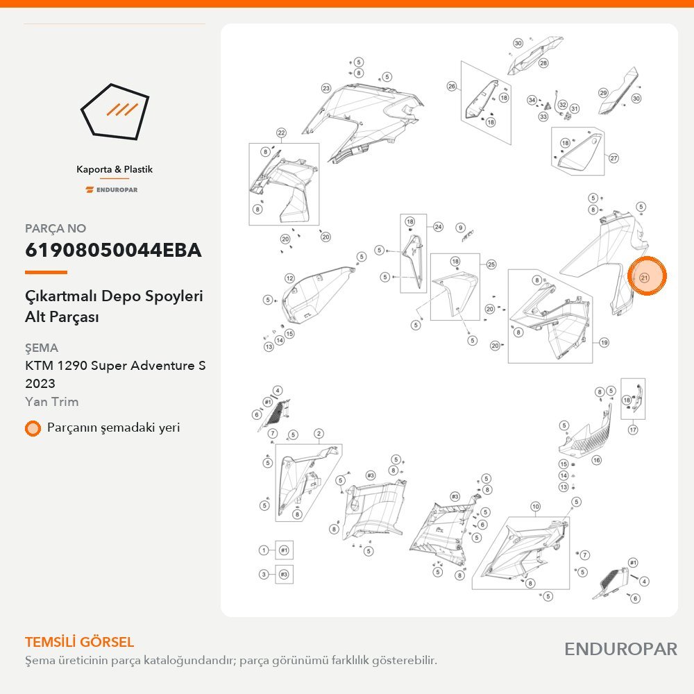 Çıkartmalı Depo Spoyleri Alt Parçası 61908050044EBA parça şeması