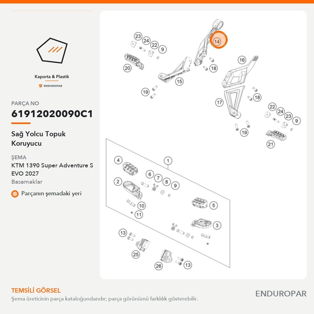 Sağ Yolcu Topuk Koruyucu 61912020090C1 parça şeması