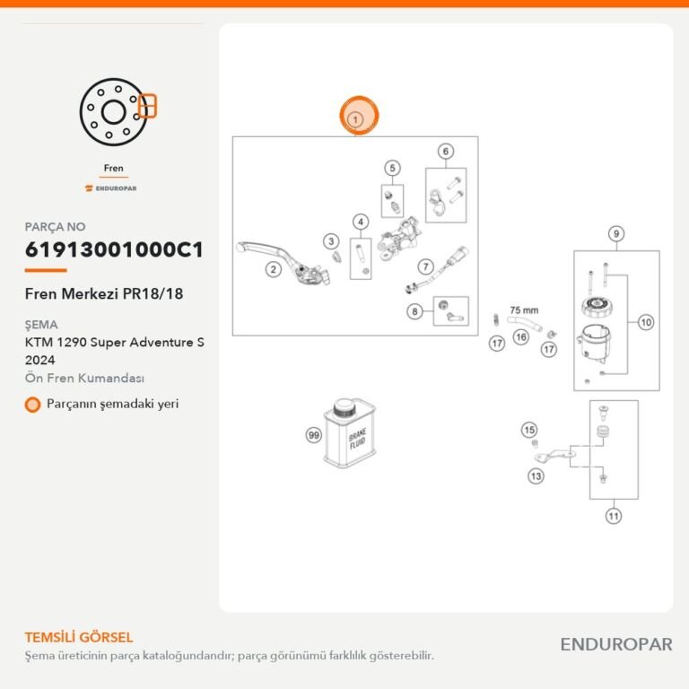 Fren Merkezi PR18/18 61913001000C1 parça şeması