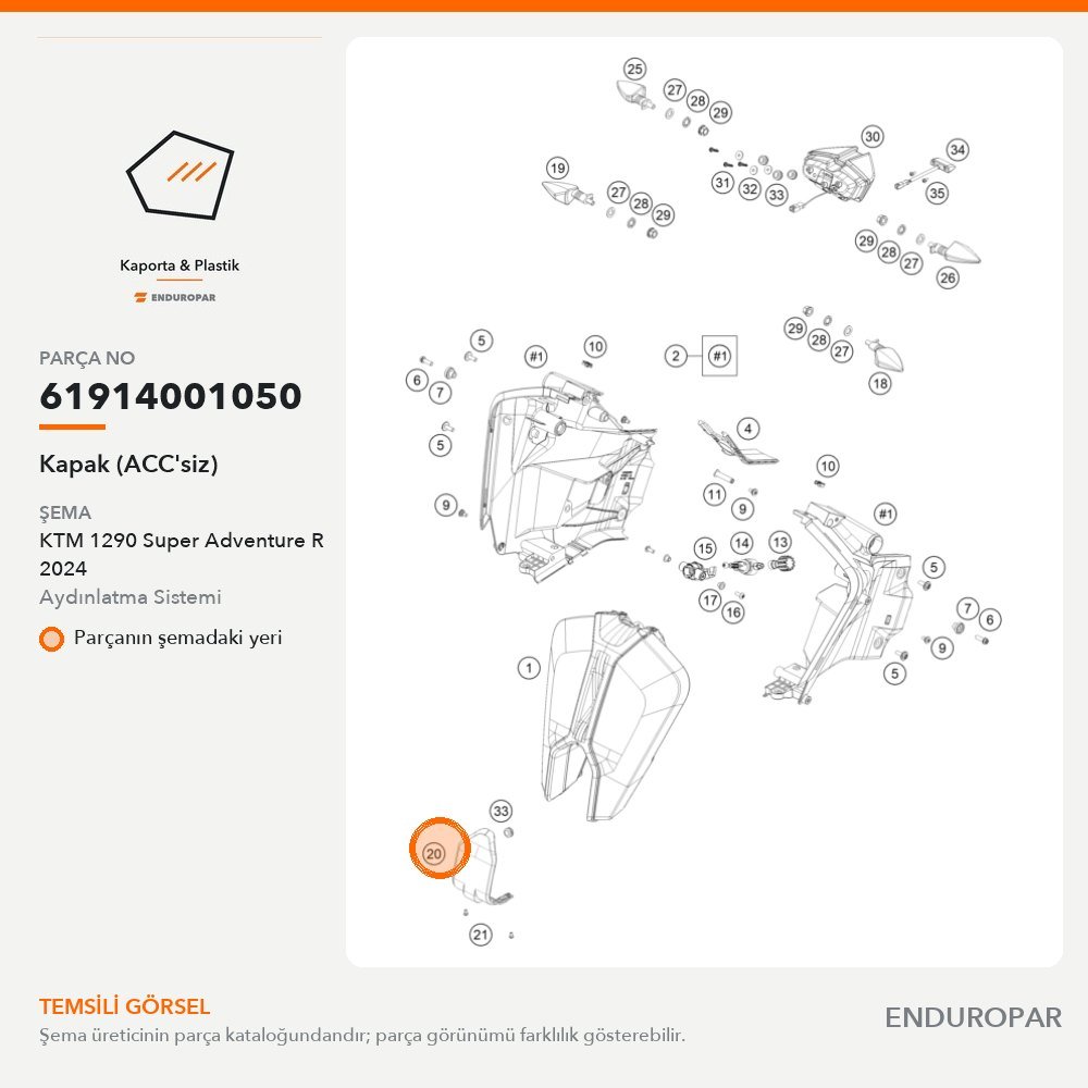 Kapak (ACC'siz) 61914001050 parça şeması
