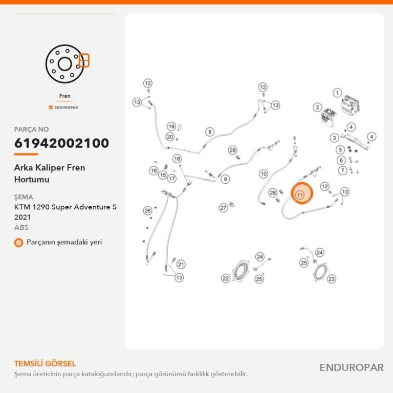 Arka Kaliper Fren Hortumu 61942002100 parça şeması