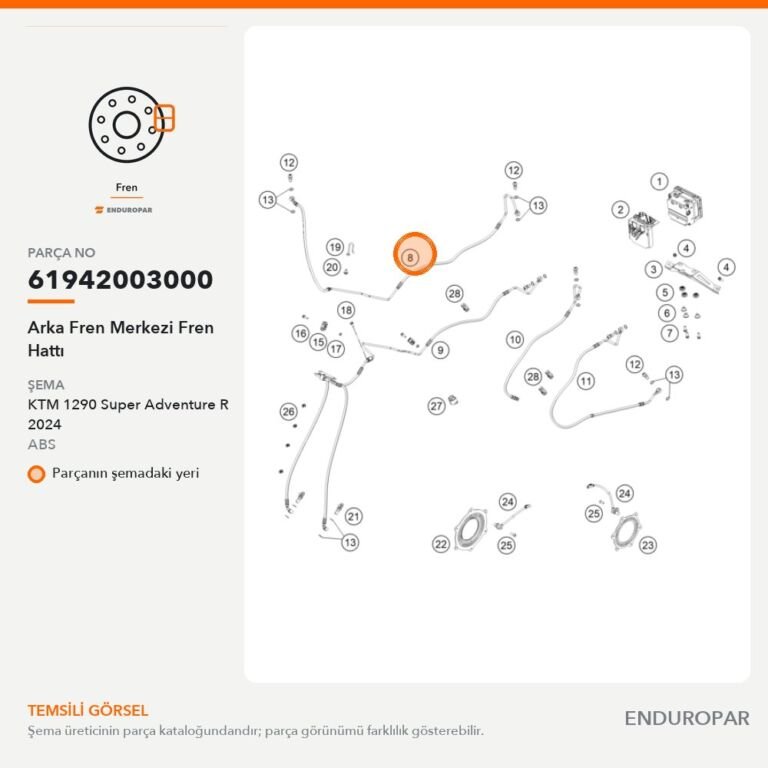 Arka Fren Merkezi Fren Hattı 61942003000 parça şeması
