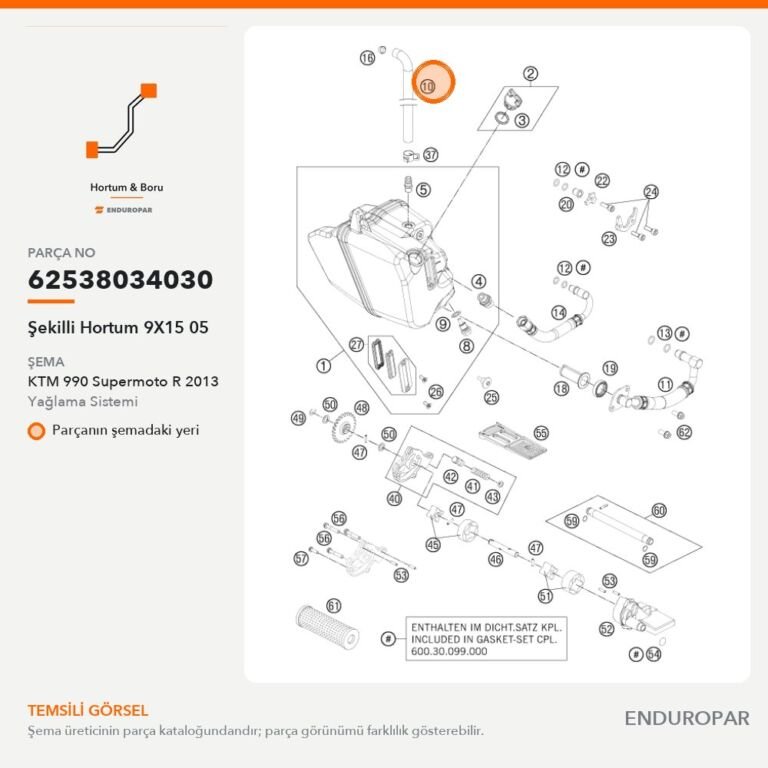 Şekilli Hortum 9X15 05 62538034030 parça şeması