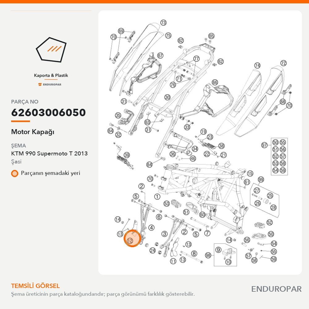 Motor Kapağı 62603006050 parça şeması