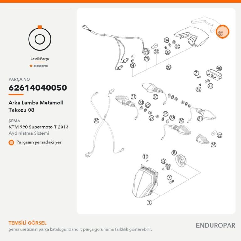Arka Lamba Metamoll Takozu 08 62614040050 parça şeması