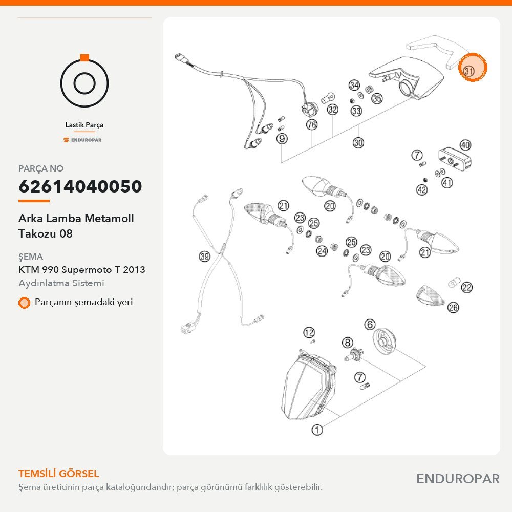 Arka Lamba Metamoll Takozu 08 62614040050 parça şeması