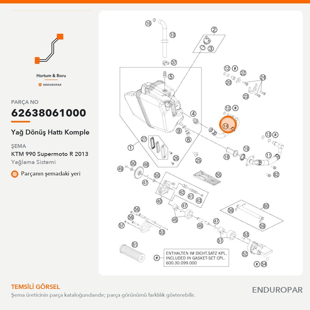 Yağ Dönüş Hattı Komple 62638061000 parça şeması