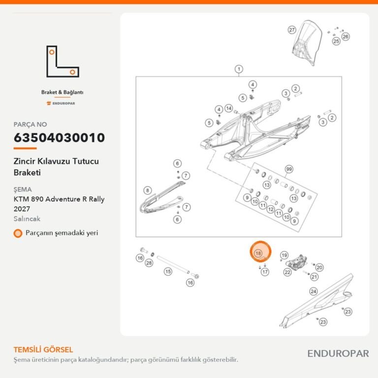Zincir Kılavuzu Tutucu Braketi 63504030010 parça şeması