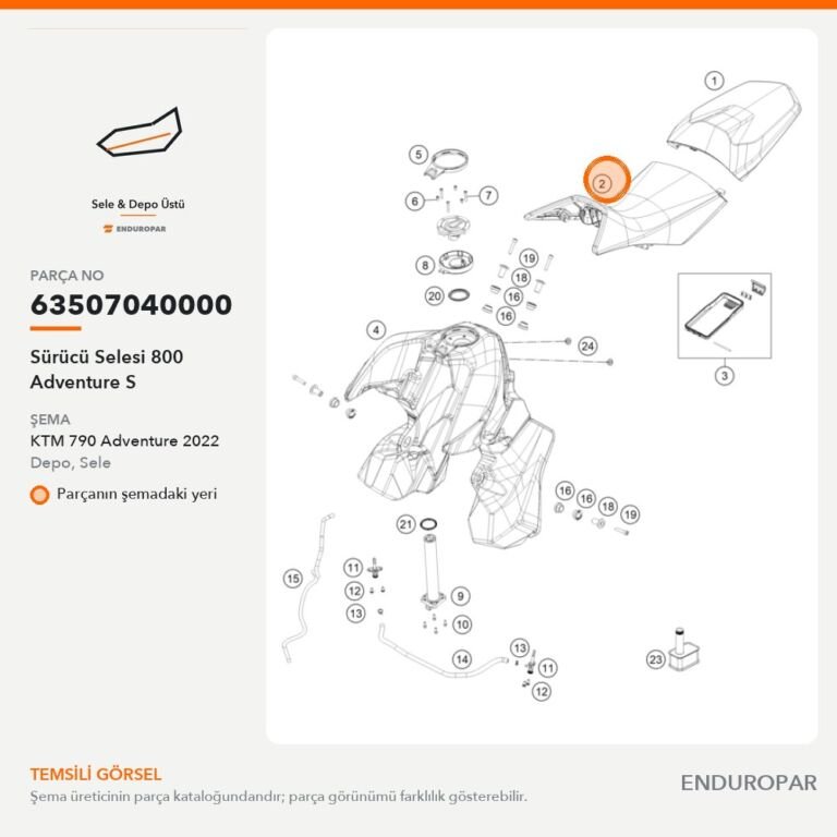 Sürücü Selesi 800 Adventure S 63507040000 parça şeması