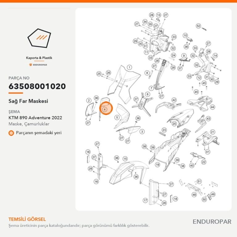 Sağ Far Maskesi 63508001020 parça şeması
