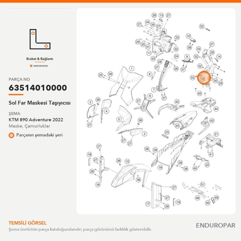 Sol Far Maskesi Taşıyıcısı 63514010000 parça şeması