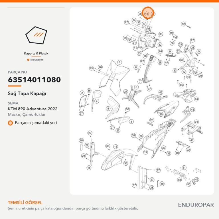 Sağ Tapa Kapağı 63514011080 parça şeması