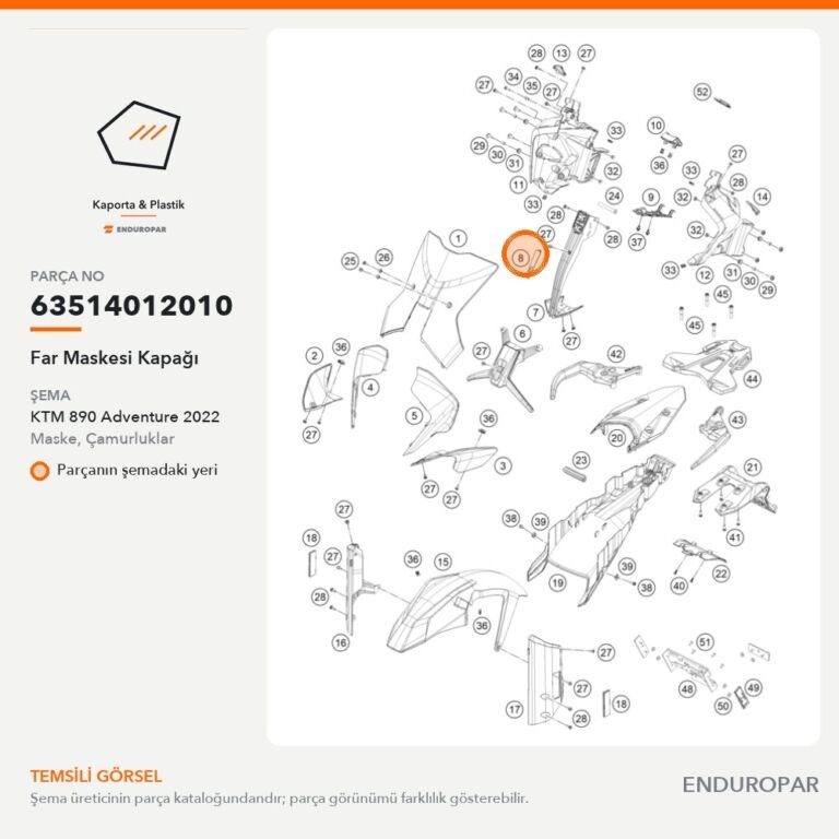 Far Maskesi Kapağı 63514012010 parça şeması