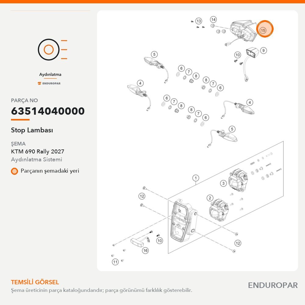Stop Lambası 63514040000 parça şeması
