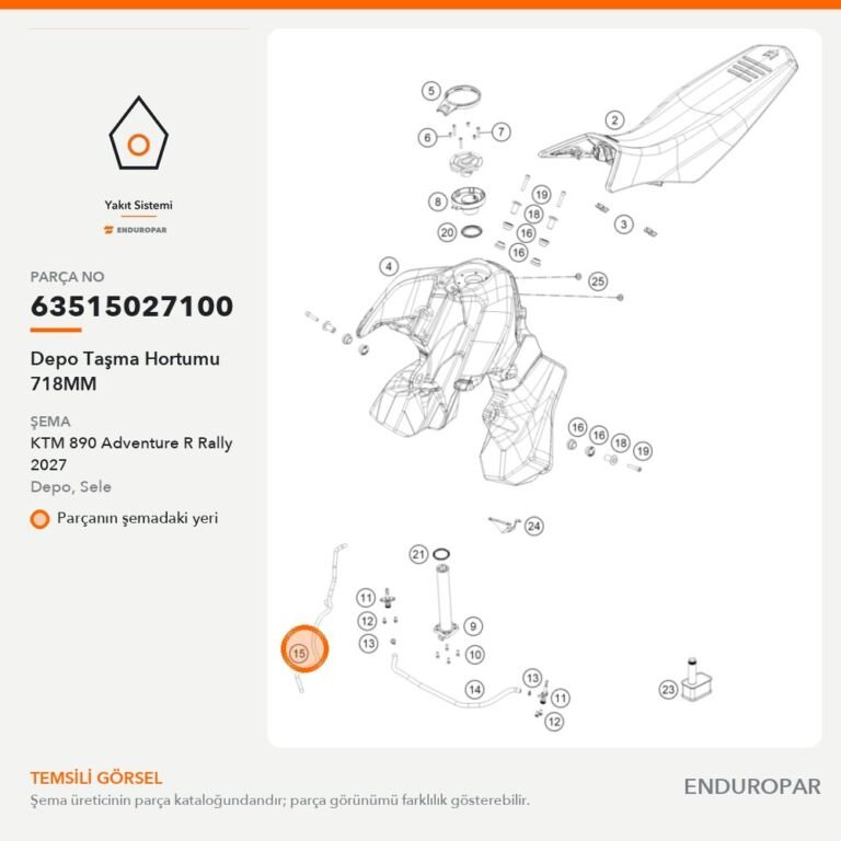 Depo Taşma Hortumu 718MM 63515027100 parça şeması