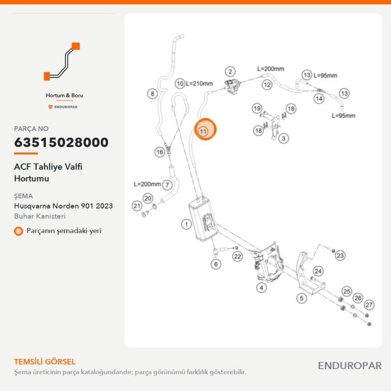 ACF Tahliye Valfi Hortumu 63515028000 parça şeması