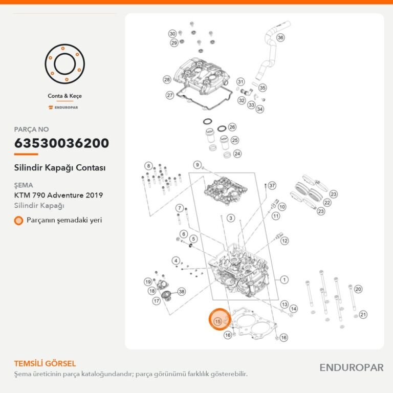 Silindir Kapağı Contası 63530036200 parça şeması