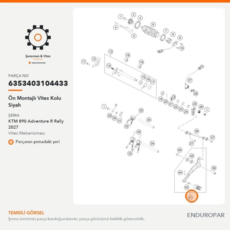 Ön Montajlı Vites Kolu Siyah 6353403104433 parça şeması